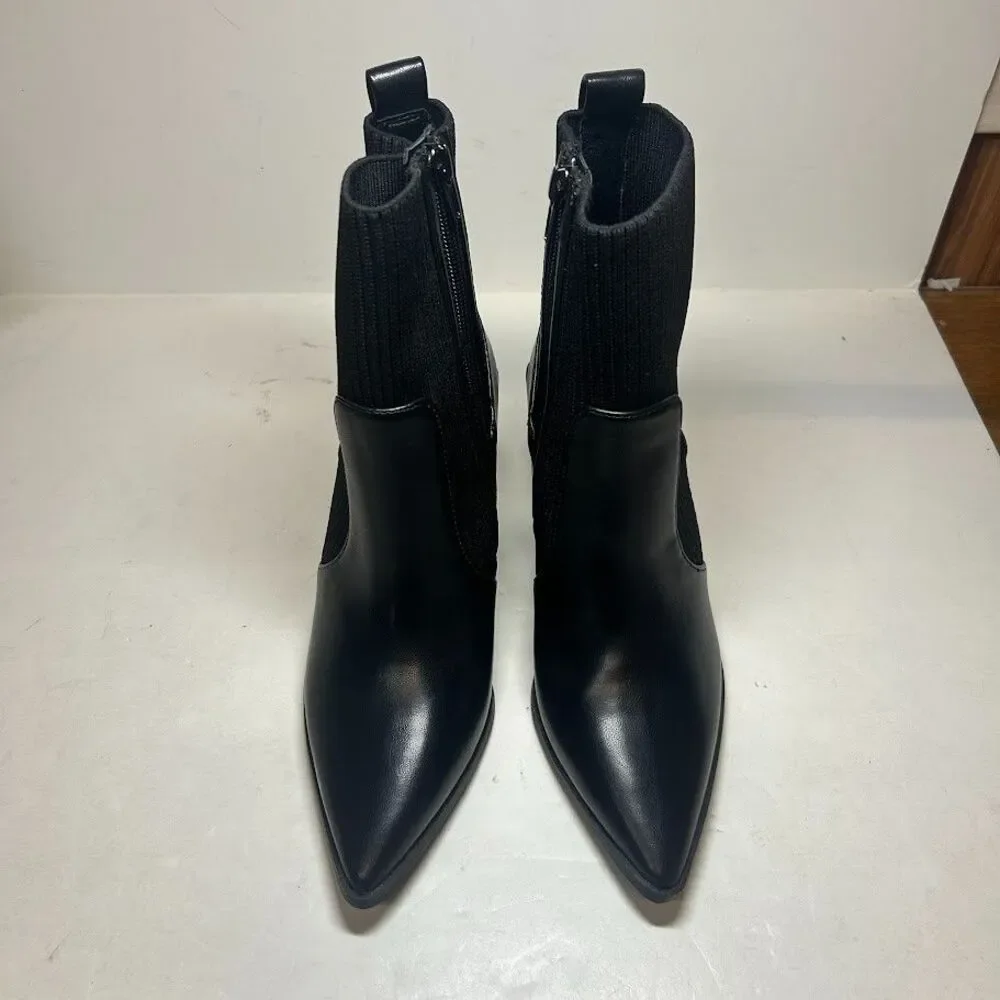 Wild Pair Womens 9 M Black Trinityy Faux Leather Pointed Toe Booties NIB QH1